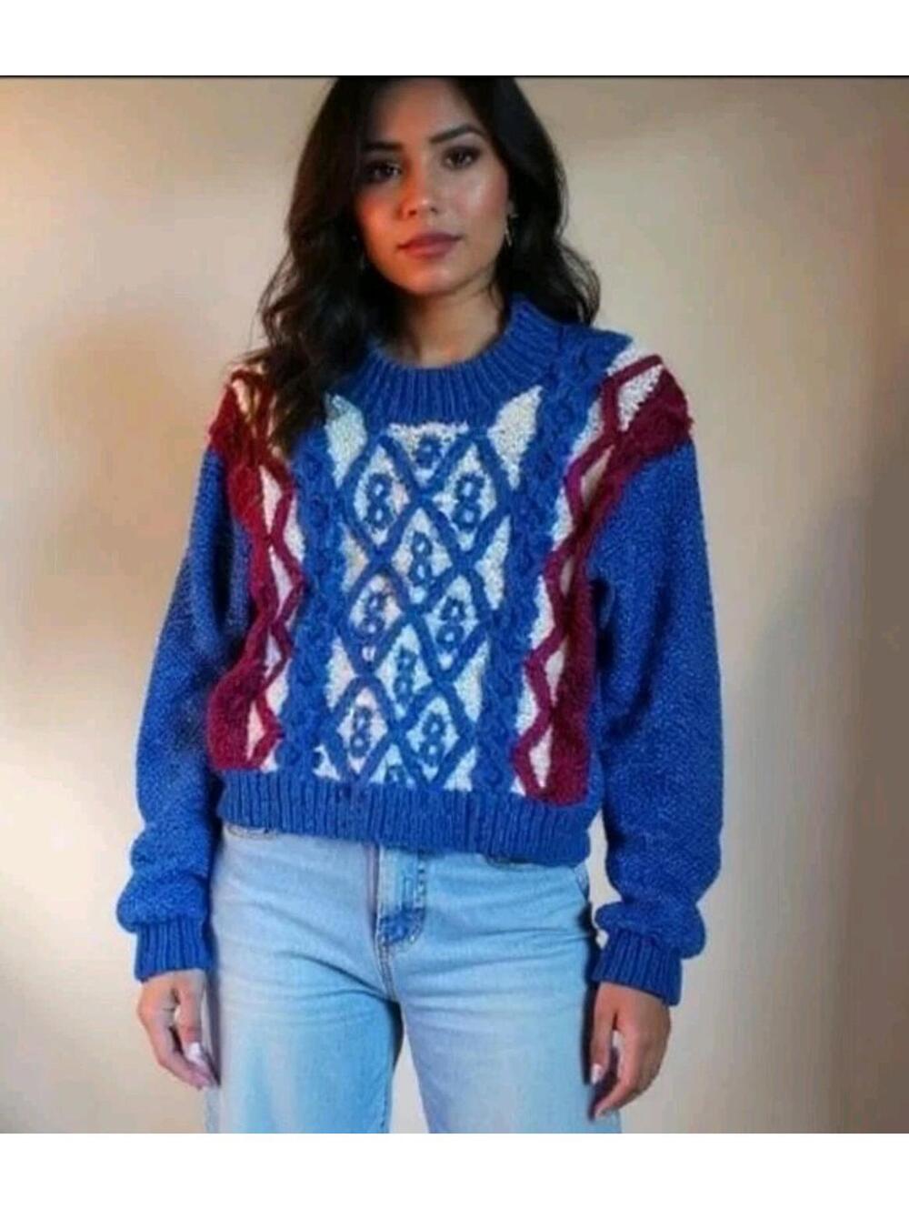 Adorence Vintage Knitted Sweater - Handcrafted Acrylic  L